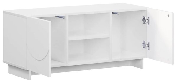 TV állvány 90 x 34.5 x 40 cm Magasfényű Fehér Szerelt Fa