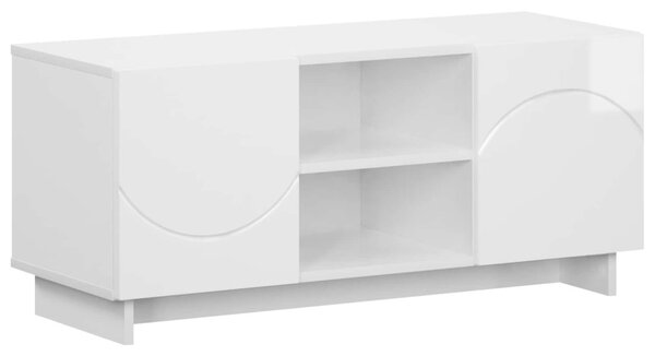 TV állvány 90 x 34.5 x 40 cm Magasfényű Fehér Szerelt Fa
