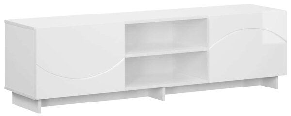 TV állvány 140 x 34,5 x 40 cm Magasfényű Fehér Szerelt Fa