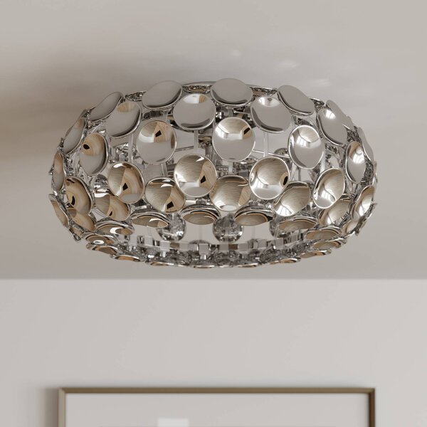 Lindby Reza mennyezeti lámpa, Ø 48 cm, króm színű, E14, dimmelhető, Króm / ezüst, Folyosó, Műanyag, Modern