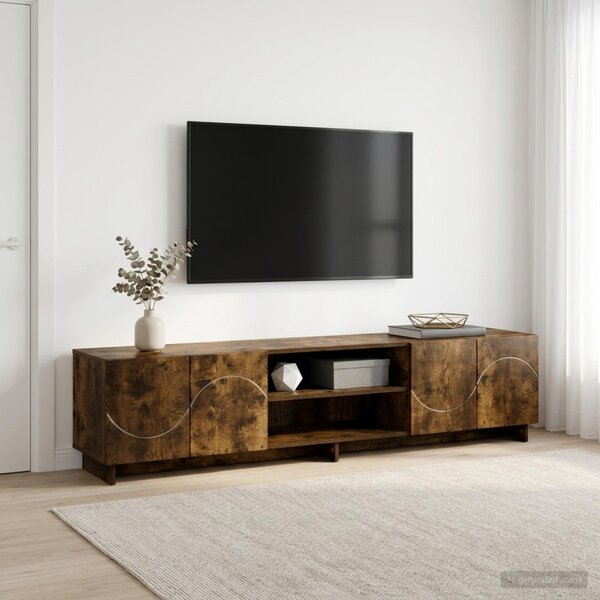 TV állvány 180 x 34,5 x 40 cm Füstös Tölgy Szerelt Fa