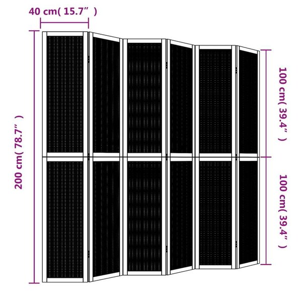 Bambusz Térelválasztó - 6 Panel - 210x200 cm