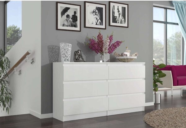 Modern fehér komód 6 fiókkal - 120 cm R120 fehér