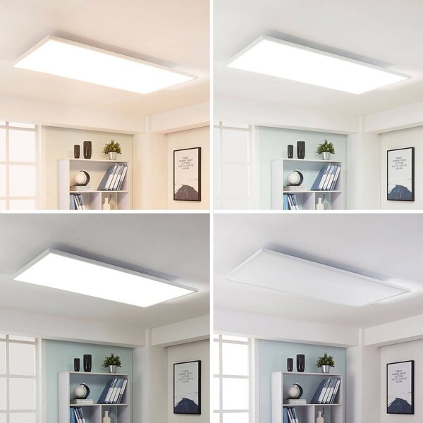 Arcchio LED panel Arya, fényerőszabályzó, 119 cm x 59 cm, fém, dimmelhető, Fehér / opál, Dolgozószoba / Iroda, Műanyag