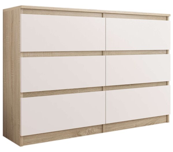 Komód 6 fiókos 120 cm R120 sonoma-mix