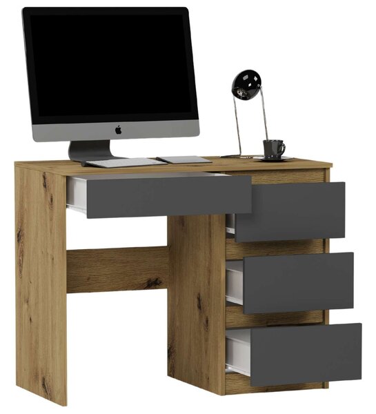Modern számítógépasztal N34 - artisan tölgy - antracit