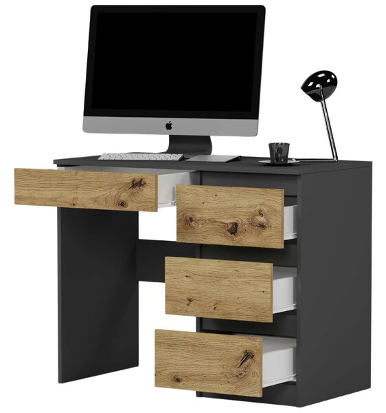 Modern számítógépasztal N34 - artisan tölgy - antracit