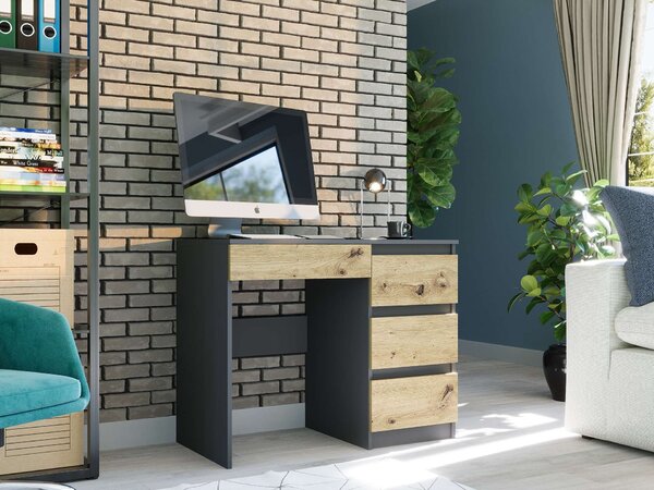 Modern számítógépasztal N34 - antracit - artisan tölgy