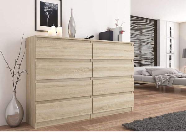 Komód 8 fiókos 120 cm R120-S8 sonoma