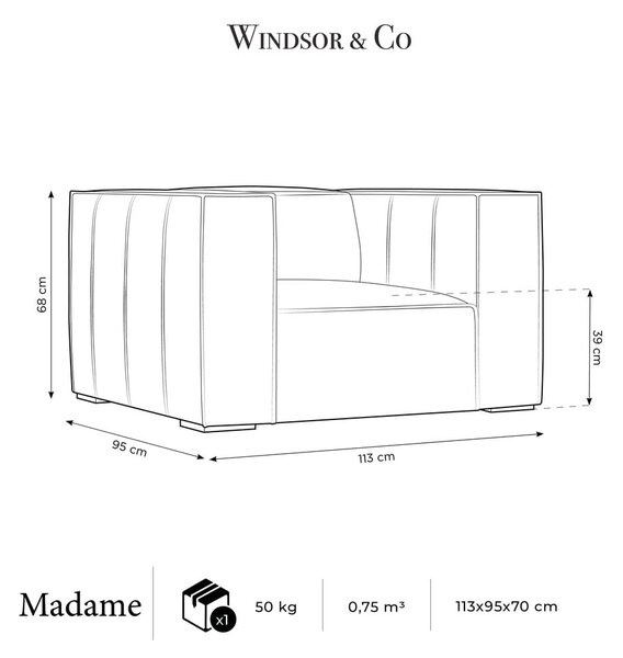 Konyakbarna bőr fotel Madame – Windsor & Co Sofas