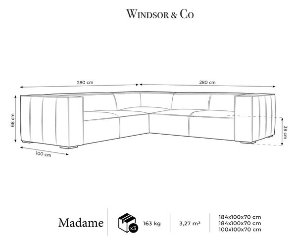 Világosbarna bőr sarokkanapé (variálható) Madame – Windsor & Co Sofas