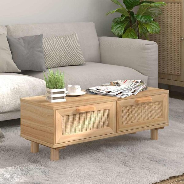 Barna szerelt fa és tömör fenyőfa dohányzóasztal 80x40x30 cm