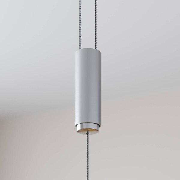 Lucande LED-es függőlámpa Arnik, 180 cm, nikkel színű, fényerőszabályozós, dimmelhető, Alu / szürke / cink, Nappali / Étkező, fém, Modern