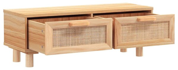 Barna szerelt fa és tömör fenyőfa dohányzóasztal 80x40x30 cm