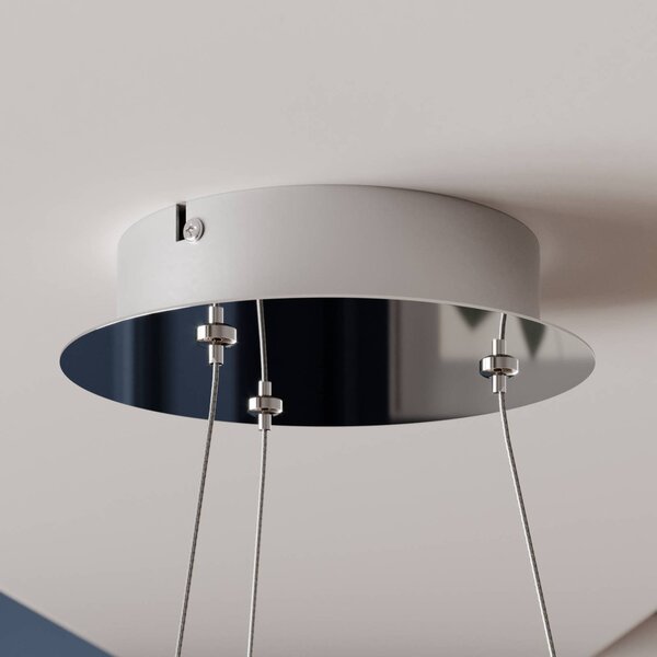 Lucande LED-es függőlámpa Lyani, Ø 50 cm, króm, fényerőszabályzóval, dimmelhető, dimmelhető, Króm / ezüst, Nappali / Étkező, fém, Modern