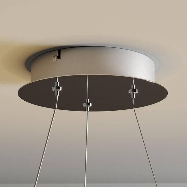 Lucande LED-es függőlámpa Lyani, Ø 60 cm, króm, fényerőszabályzóval, dimmelhető, dimmelhető, Króm / ezüst, Nappali / Étkező, fém, Modern