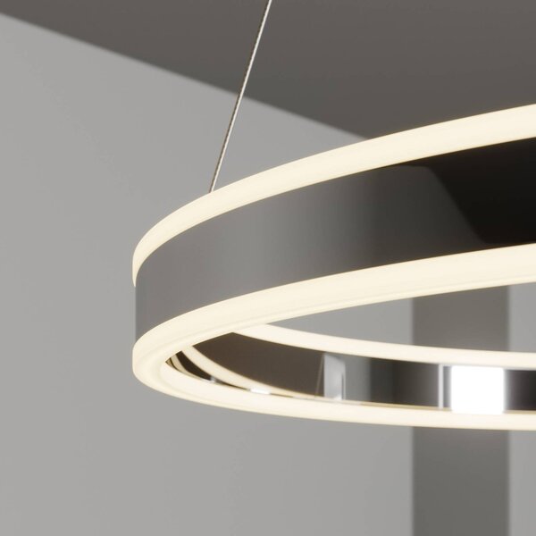 Lucande LED-es függőlámpa Lyani, Ø 60 cm, króm, fényerőszabályzóval, dimmelhető, dimmelhető, Króm / ezüst, Nappali / Étkező, fém, Modern