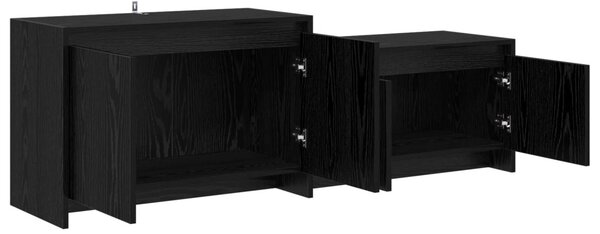 TV szekrény 147 x 35 x 50 cm Fekete Tölgy Szerelt Fa