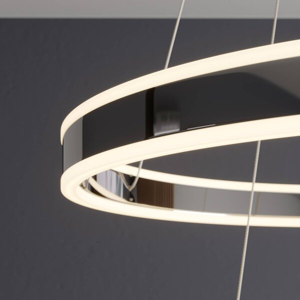 Lucande LED-es Lyani függőlámpa, 60 cm, 2 lámpás, króm, fényerőszabályzóval,, dimmelhető, Króm / ezüst, Nappali / Étkező, fém, Modern