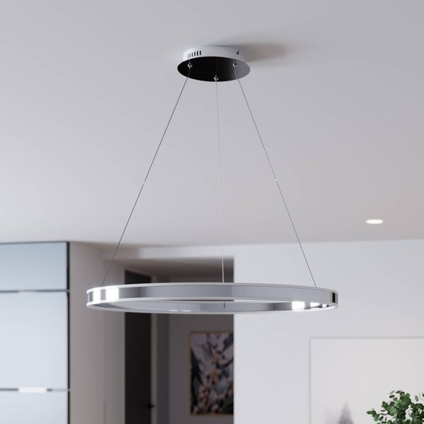 Lucande LED-es függőlámpa Lyani, 80 cm, króm, fényerőszabályzóval, dimmelhető, dimmelhető, Króm / ezüst, Nappali / Étkező, fém, Modern