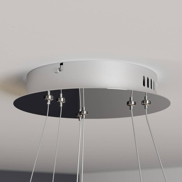 Lucande LED-es Lyani függőlámpa, 60 cm, 2 lámpás, króm, fényerőszabályzóval,, dimmelhető, Króm / ezüst, Nappali / Étkező, fém, Modern