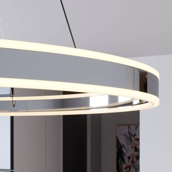 Lucande LED-es függőlámpa Lyani, 80 cm, króm, fényerőszabályzóval, dimmelhető, dimmelhető, Króm / ezüst, Nappali / Étkező, fém, Modern