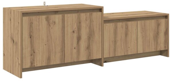 TV szekrény 147 x 35 x 50 cm Kézműves Tölgy Szerelt Fa