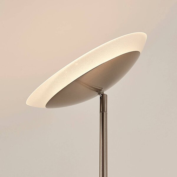 Lindby LED álló lámpa Jonne, kerek, olvasókar, dimmelhető, 180 cm, dimmelhető, Alu / szürke / cink, Nappali / Étkező, fém, Modern