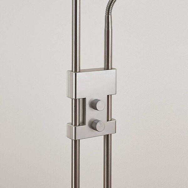 Lindby LED álló lámpa Jonne, kerek, olvasókar, dimmelhető, 180 cm, dimmelhető, Alu / szürke / cink, Nappali / Étkező, fém, Modern