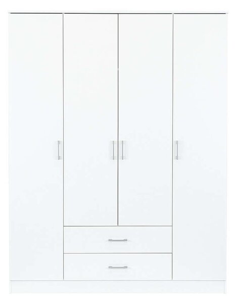 Miami Gardróbszekrény - 4 Ajtós - 160x205 cm - Fehér