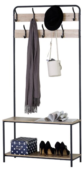 KÉSZLETKISÖPRÉS! Intenso Home előszobai ruhafogas cipőtartó polcokkal 80 x 170cm sonoma tölgy