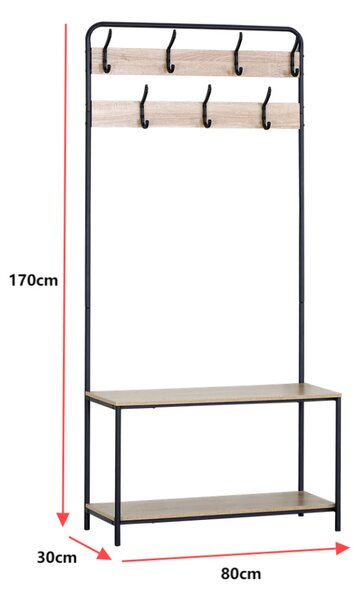 KÉSZLETKISÖPRÉS! Intenso Home előszobai ruhafogas cipőtartó polcokkal 80 x 170cm sonoma tölgy