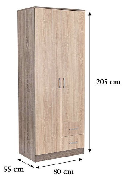 Miami Gardróbszekrény 80x205 cm Sonoma/Yorki Tölgy