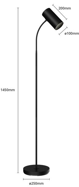 Lindby Karoli álló világítás, fekete, 156 cm, fém, hajlékony kar, Fekete, Nappali / Étkező, fém, Modern
