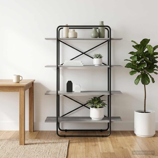 Könyvespolc 4 szintes 100 x 35 x 140 cm PB Szürke Sonoma