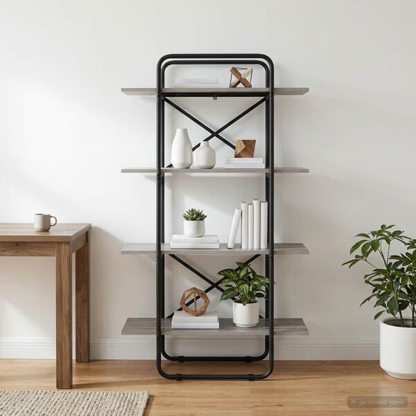 Könyvespolc 4 szintes 60 x 35 x 140 cm PB Szürke Sonoma