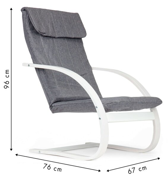 ModernHome Finn Hintaszék nyugágy nappaliba - Fehér, Szürke