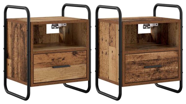 Függő éjjeli szekrény 2 db Antik Fa 40 x 30 x 50 cm Szerelt Fa