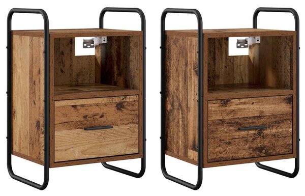 Függő éjjeli szekrény 2 db Antik Fa 40 x 30 x 60 cm Szerelt Fa