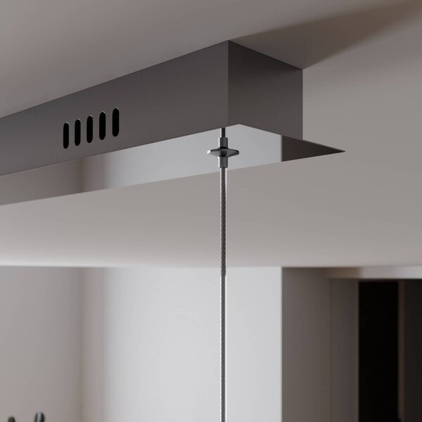 Lucande LED-es függőlámpa Hayley, 96 cm, 5 lámpás, króm, üveg, Tiszta / átlátszó, Nappali / Étkező, Üveg, Modern
