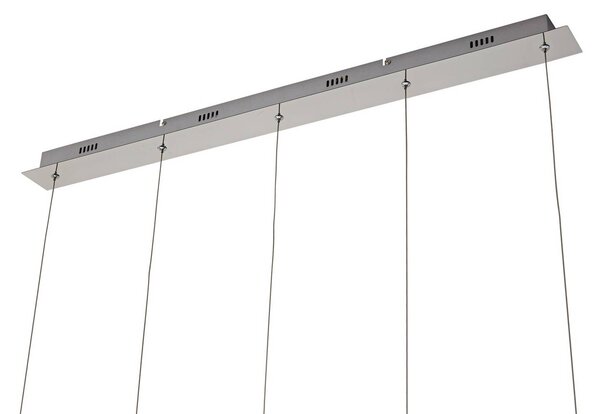 Lucande LED-es függőlámpa Hayley, 96 cm, 5 lámpás, króm, üveg, Tiszta / átlátszó, Nappali / Étkező, Üveg, Modern