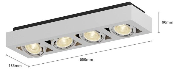Arcchio mennyezeti spotlámpa Ronka, 65 cm, 4 lámpás, fehér, GU10, dimmelhető, Fehér / opál, Nappali / Étkező, Alumínium, Modern