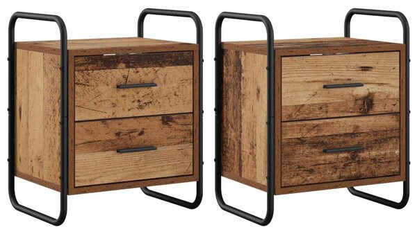 Függő éjjeli szekrény 2 db Antik Fa 40 x 30 x 50 cm Szerelt Fa