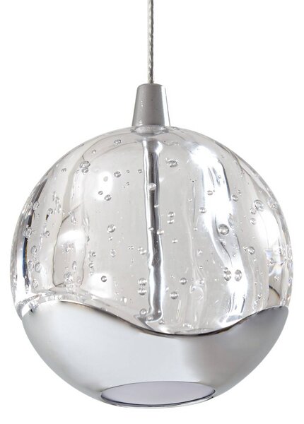 Lucande LED-es függőlámpa Hayley, 96 cm, 5 lámpás, króm, üveg, Tiszta / átlátszó, Nappali / Étkező, Üveg, Modern