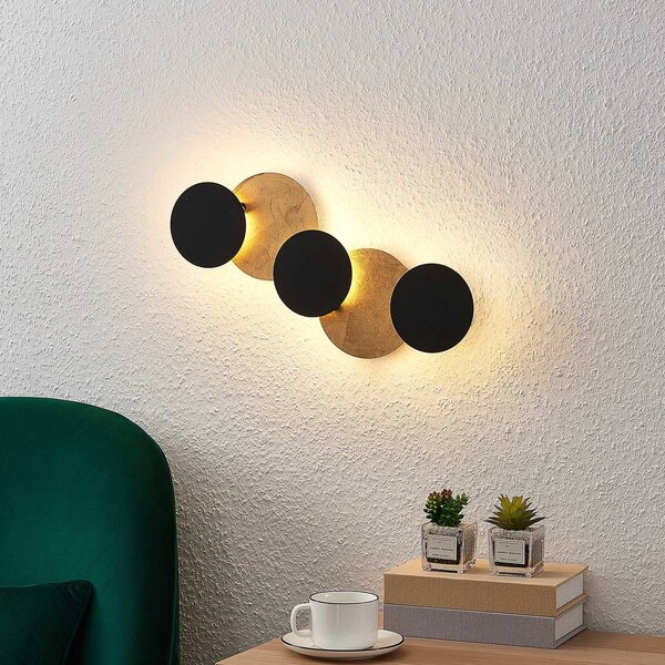 Lindby LED fali lámpa Grazyna, 52 cm, 5 lámpás, állítható, Fekete, Nappali / Étkező, fém, Modern