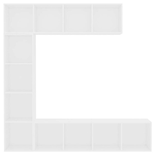 VidaXL 3-részes fehér könyv-/TV-szekrényszett 180 x 30 x 180 cm