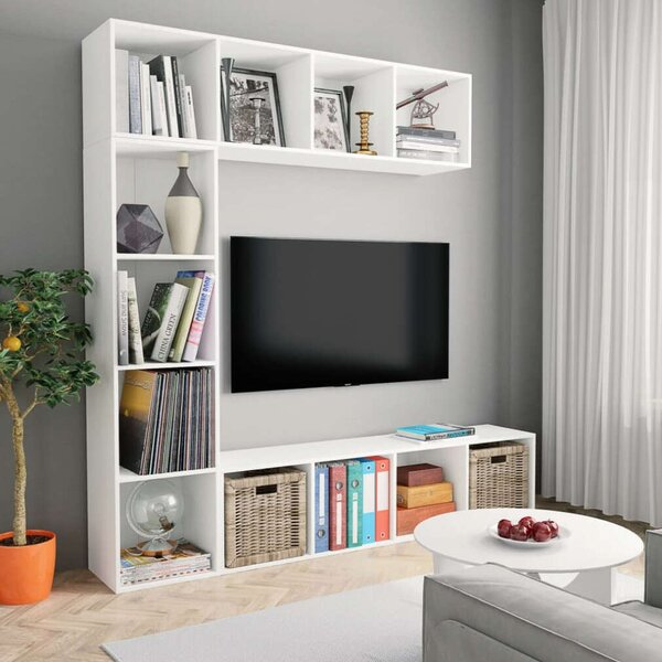 VidaXL 3-részes fehér könyv-/TV-szekrényszett 180 x 30 x 180 cm