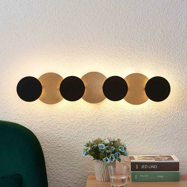 Lindby LED-es fali lámpa Grazyna, 72 cm, 7 fényű, állítható, Fekete, Nappali / Étkező, fém, Modern