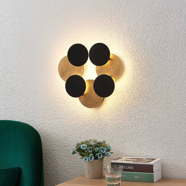 Lindby LED-es fali lámpa Grazyna, 72 cm, 7 fényű, állítható, Fekete, Nappali / Étkező, fém, Modern