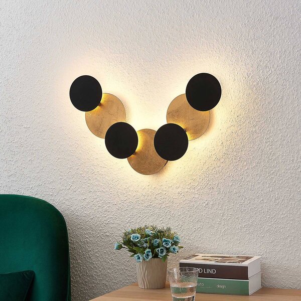Lindby LED-es fali lámpa Grazyna, 72 cm, 7 fényű, állítható, Fekete, Nappali / Étkező, fém, Modern